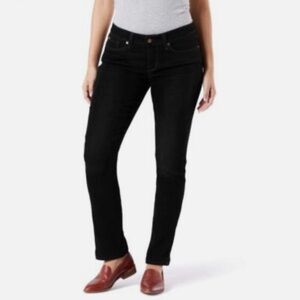 Signature by Levi Strauss Black Mid Rise Straight Simply Stretch Denim Jeans 32
